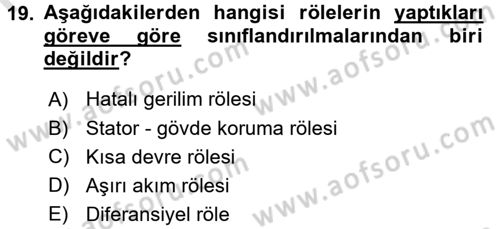 Elektrik Enerjisi İletimi ve Dağıtımı Dersi 2015 - 2016 Yılı (Final) Dönem Sonu Sınav Soruları 19. Soru