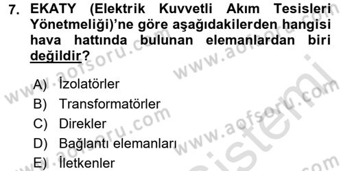 Elektrik Enerjisi İletimi ve Dağıtımı Dersi 2015 - 2016 Yılı (Final) Dönem Sonu Sınav Soruları 7. Soru