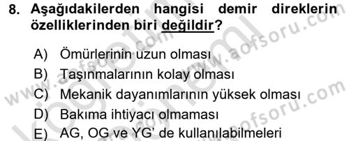 Elektrik Enerjisi İletimi ve Dağıtımı Dersi 2015 - 2016 Yılı (Final) Dönem Sonu Sınav Soruları 8. Soru