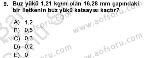 Elektrik Enerjisi İletimi ve Dağıtımı Dersi 2015 - 2016 Yılı (Final) Dönem Sonu Sınav Soruları 9. Soru