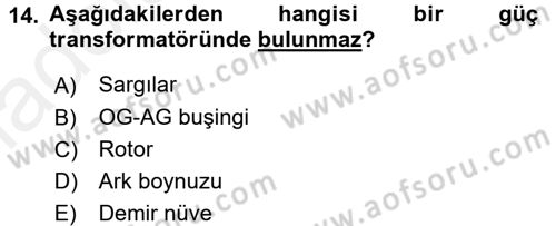 Elektrik Enerjisi İletimi ve Dağıtımı Dersi 2015 - 2016 Yılı Tek Ders Sınav Soruları 14. Soru