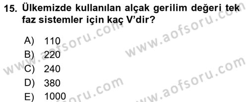 Elektrik Enerjisi İletimi ve Dağıtımı Dersi 2015 - 2016 Yılı Tek Ders Sınav Soruları 15. Soru