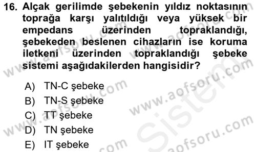Elektrik Enerjisi İletimi ve Dağıtımı Dersi 2015 - 2016 Yılı Tek Ders Sınav Soruları 16. Soru