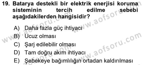 Elektrik Enerjisi İletimi ve Dağıtımı Dersi 2015 - 2016 Yılı Tek Ders Sınav Soruları 19. Soru