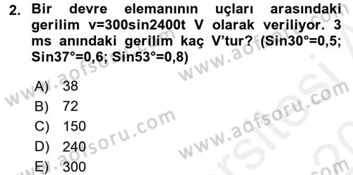 Elektrik Enerjisi İletimi ve Dağıtımı Dersi 2015 - 2016 Yılı Tek Ders Sınav Soruları 2. Soru