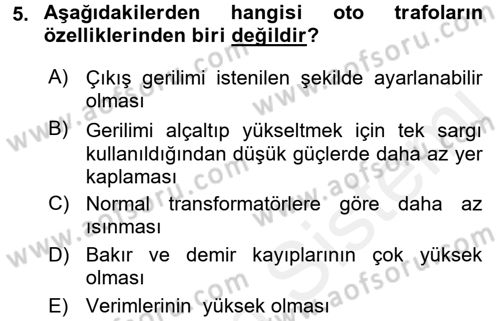 Elektrik Enerjisi İletimi ve Dağıtımı Dersi 2015 - 2016 Yılı Tek Ders Sınav Soruları 5. Soru