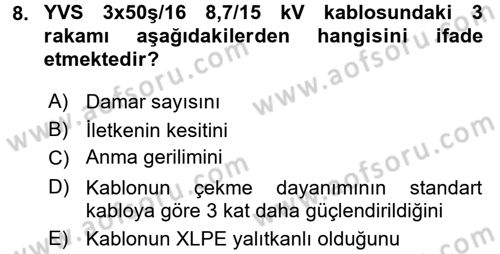 Elektrik Enerjisi İletimi ve Dağıtımı Dersi 2015 - 2016 Yılı Tek Ders Sınav Soruları 8. Soru