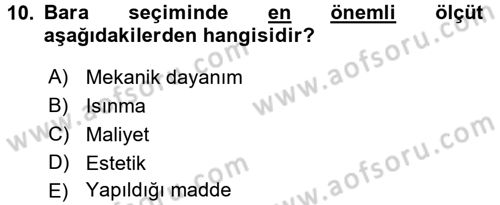 Elektrik Enerjisi İletimi ve Dağıtımı Dersi 2016 - 2017 Yılı (Vize) Ara Sınav Soruları 10. Soru