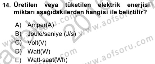 Elektrik Enerjisi İletimi ve Dağıtımı Dersi 2016 - 2017 Yılı (Vize) Ara Sınav Soruları 14. Soru