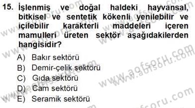Sanayide Enerji Ekonomisi Dersi 2012 - 2013 Yılı (Vize) Ara Sınav Soruları 15. Soru