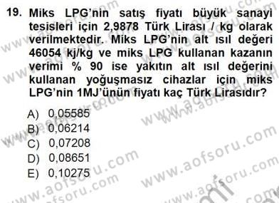 Sanayide Enerji Ekonomisi Dersi 2012 - 2013 Yılı (Final) Dönem Sonu Sınavı 19. Soru