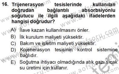 Sanayide Enerji Ekonomisi Dersi 2013 - 2014 Yılı Tek Ders Sınav Soruları 16. Soru