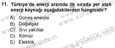 Sanayide Enerji Ekonomisi Dersi 2014 - 2015 Yılı (Vize) Ara Sınav Soruları 11. Soru