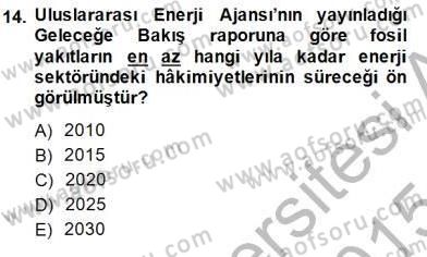 Sanayide Enerji Ekonomisi Dersi 2014 - 2015 Yılı (Vize) Ara Sınav Soruları 14. Soru