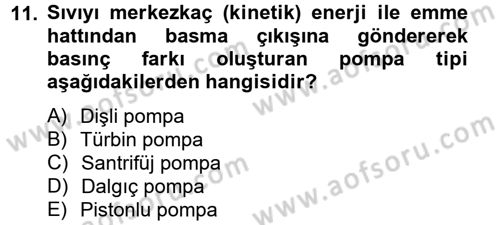 Isıtma Havalandırma ve Klima Sistemlerinde Enerji Ekonomisi Dersi 2012 - 2013 Yılı (Final) Dönem Sonu Sınavı 11. Soru