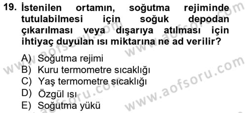 Isıtma Havalandırma ve Klima Sistemlerinde Enerji Ekonomisi Dersi 2012 - 2013 Yılı (Final) Dönem Sonu Sınavı 19. Soru