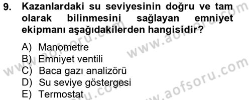 Isıtma Havalandırma ve Klima Sistemlerinde Enerji Ekonomisi Dersi 2012 - 2013 Yılı (Final) Dönem Sonu Sınavı 9. Soru