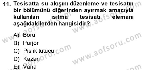 Isıtma Havalandırma ve Klima Sistemlerinde Enerji Ekonomisi Dersi 2013 - 2014 Yılı (Vize) Ara Sınav Soruları 11. Soru