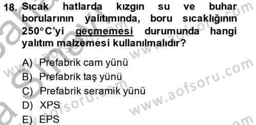 Isıtma Havalandırma ve Klima Sistemlerinde Enerji Ekonomisi Dersi 2013 - 2014 Yılı (Vize) Ara Sınav Soruları 18. Soru