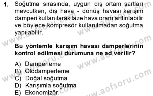 Isıtma Havalandırma ve Klima Sistemlerinde Enerji Ekonomisi Dersi 2013 - 2014 Yılı (Final) Dönem Sonu Sınav Soruları 1. Soru