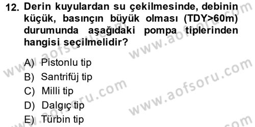 Isıtma Havalandırma ve Klima Sistemlerinde Enerji Ekonomisi Dersi 2013 - 2014 Yılı (Final) Dönem Sonu Sınav Soruları 12. Soru