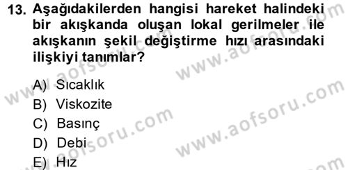 Isıtma Havalandırma ve Klima Sistemlerinde Enerji Ekonomisi Dersi 2013 - 2014 Yılı (Final) Dönem Sonu Sınav Soruları 13. Soru