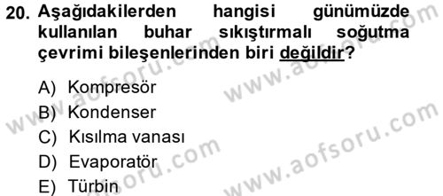 Isıtma Havalandırma ve Klima Sistemlerinde Enerji Ekonomisi Dersi 2013 - 2014 Yılı (Final) Dönem Sonu Sınav Soruları 20. Soru