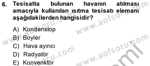 Isıtma Havalandırma ve Klima Sistemlerinde Enerji Ekonomisi Dersi 2013 - 2014 Yılı (Final) Dönem Sonu Sınav Soruları 6. Soru