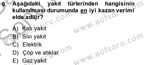 Isıtma Havalandırma ve Klima Sistemlerinde Enerji Ekonomisi Dersi 2013 - 2014 Yılı (Final) Dönem Sonu Sınav Soruları 9. Soru