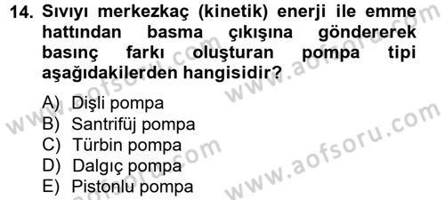 Isıtma Havalandırma ve Klima Sistemlerinde Enerji Ekonomisi Dersi 2013 - 2014 Yılı Tek Ders Sınav Soruları 14. Soru