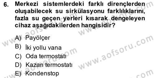 Isıtma Havalandırma ve Klima Sistemlerinde Enerji Ekonomisi Dersi 2013 - 2014 Yılı Tek Ders Sınav Soruları 6. Soru