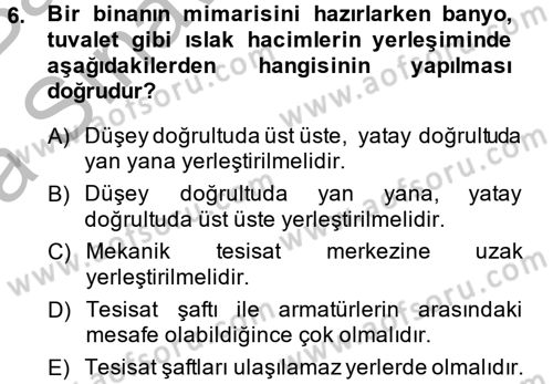 Isıtma Havalandırma ve Klima Sistemlerinde Enerji Ekonomisi Dersi 2014 - 2015 Yılı (Vize) Ara Sınav Soruları 6. Soru