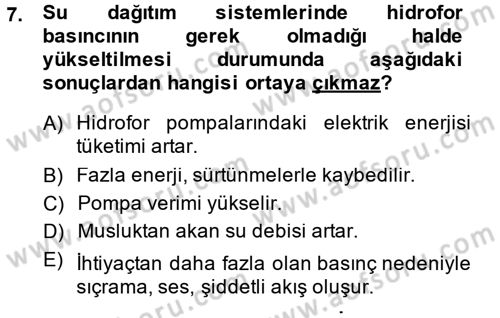 Isıtma Havalandırma ve Klima Sistemlerinde Enerji Ekonomisi Dersi 2014 - 2015 Yılı (Vize) Ara Sınav Soruları 7. Soru