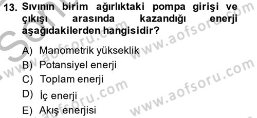 Isıtma Havalandırma ve Klima Sistemlerinde Enerji Ekonomisi Dersi 2014 - 2015 Yılı (Final) Dönem Sonu Sınav Soruları 13. Soru