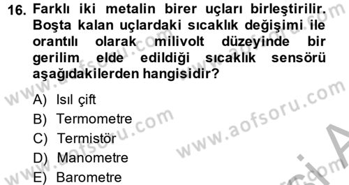 Isıtma Havalandırma ve Klima Sistemlerinde Enerji Ekonomisi Dersi 2014 - 2015 Yılı (Final) Dönem Sonu Sınav Soruları 16. Soru