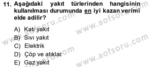 Isıtma Havalandırma ve Klima Sistemlerinde Enerji Ekonomisi Dersi 2014 - 2015 Yılı Tek Ders Sınav Soruları 11. Soru