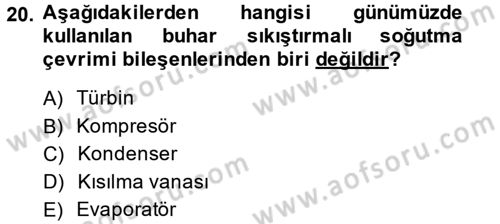 Isıtma Havalandırma ve Klima Sistemlerinde Enerji Ekonomisi Dersi 2014 - 2015 Yılı Tek Ders Sınav Soruları 20. Soru