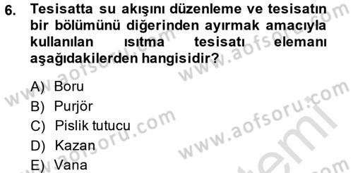 Isıtma Havalandırma ve Klima Sistemlerinde Enerji Ekonomisi Dersi 2014 - 2015 Yılı Tek Ders Sınav Soruları 6. Soru