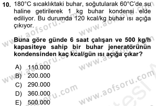 Isıtma Havalandırma ve Klima Sistemlerinde Enerji Ekonomisi Dersi 2015 - 2016 Yılı (Vize) Ara Sınav Soruları 10. Soru