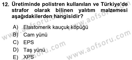 Isıtma Havalandırma ve Klima Sistemlerinde Enerji Ekonomisi Dersi 2015 - 2016 Yılı (Vize) Ara Sınav Soruları 12. Soru