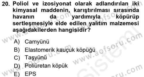 Isıtma Havalandırma ve Klima Sistemlerinde Enerji Ekonomisi Dersi 2015 - 2016 Yılı (Vize) Ara Sınav Soruları 20. Soru