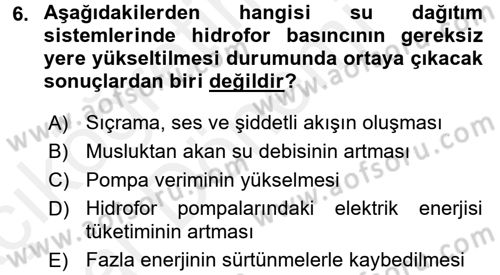 Isıtma Havalandırma ve Klima Sistemlerinde Enerji Ekonomisi Dersi 2015 - 2016 Yılı (Vize) Ara Sınav Soruları 6. Soru