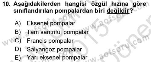 Isıtma Havalandırma ve Klima Sistemlerinde Enerji Ekonomisi Dersi 2015 - 2016 Yılı (Final) Dönem Sonu Sınavı 10. Soru