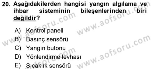 Isıtma Havalandırma ve Klima Sistemlerinde Enerji Ekonomisi Dersi 2015 - 2016 Yılı (Final) Dönem Sonu Sınavı 20. Soru