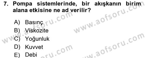 Isıtma Havalandırma ve Klima Sistemlerinde Enerji Ekonomisi Dersi 2015 - 2016 Yılı (Final) Dönem Sonu Sınavı 7. Soru