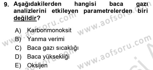 Isıtma Havalandırma ve Klima Sistemlerinde Enerji Ekonomisi Dersi 2015 - 2016 Yılı (Final) Dönem Sonu Sınavı 9. Soru