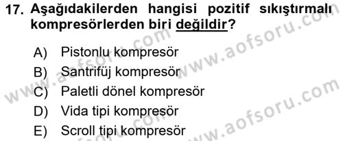 Isıtma Havalandırma ve Klima Sistemlerinde Enerji Ekonomisi Dersi 2015 - 2016 Yılı Tek Ders Sınav Soruları 17. Soru