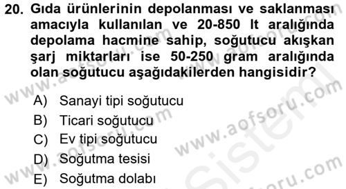Isıtma Havalandırma ve Klima Sistemlerinde Enerji Ekonomisi Dersi 2015 - 2016 Yılı Tek Ders Sınav Soruları 20. Soru