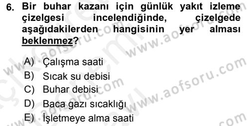 Isıtma Havalandırma ve Klima Sistemlerinde Enerji Ekonomisi Dersi 2015 - 2016 Yılı Tek Ders Sınav Soruları 6. Soru