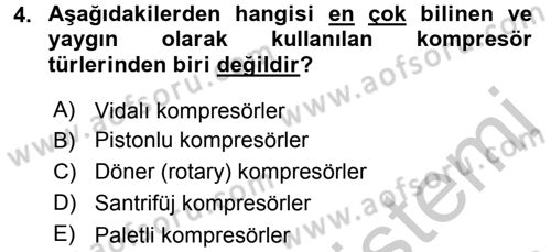 Isıtma Havalandırma ve Klima Sistemlerinde Enerji Ekonomisi Dersi 2016 - 2017 Yılı (Vize) Ara Sınav Soruları 4. Soru